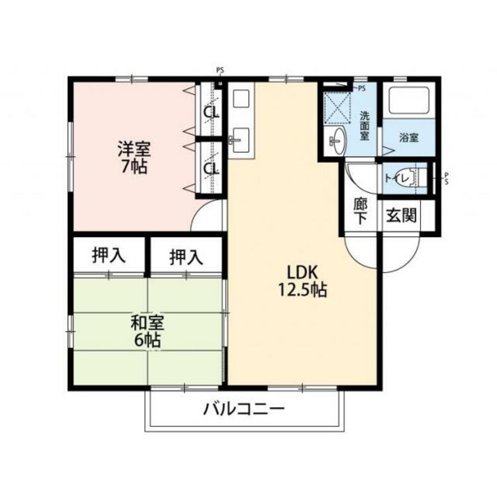 オラクルハウス A棟(2LDK/2階)の間取り写真