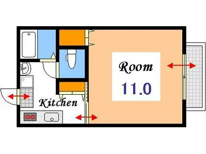 バウエルエスポワール(1K/1階)の間取り写真