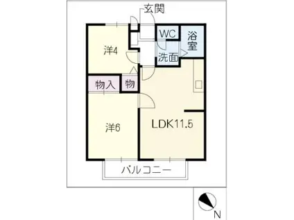 ウィンディア常盤(2LDK/2階)の間取り写真
