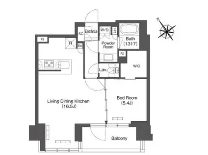 コンフォリア芝浦モク(1LDK/5階)の間取り写真