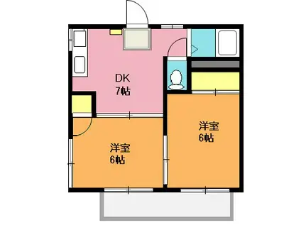 関口グリーンハイツA(2DK/2階)の間取り写真