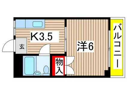 マンションフローラル 都(1K/2階)の間取り写真