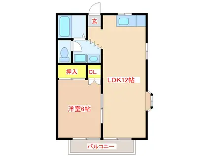 フレンズK(1LDK/2階)の間取り写真