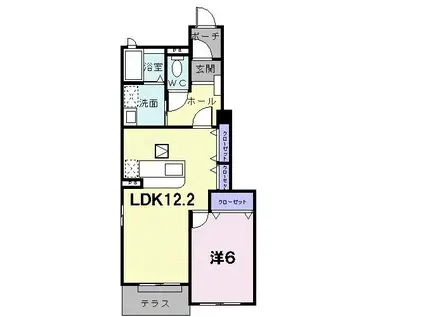 リヴィエール光(1LDK/1階)の間取り写真
