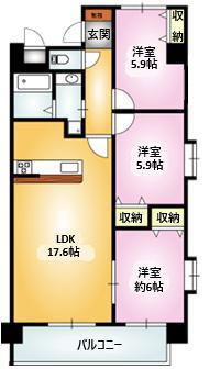 エトワール神道寺(3LDK/4階)の間取り写真