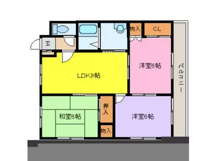 ハイツ谷中C棟(3LDK/2階)の間取り写真