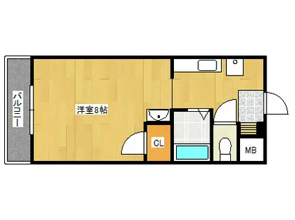 江崎ガーデンビル(ワンルーム/3階)の間取り写真