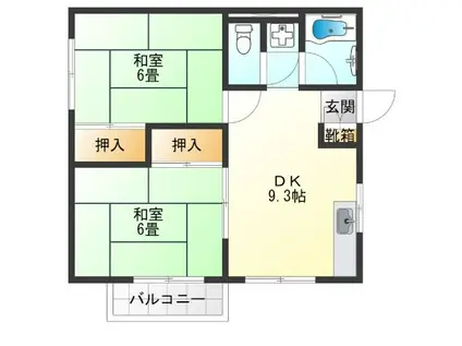 ハイツ和(2DK/2階)の間取り写真
