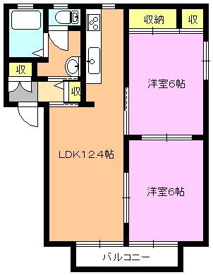 グランシードニューC(2LDK/2階)の間取り写真