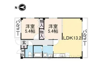 ヌカタハーモニア(2LDK/2階)の間取り写真