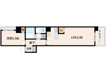 リッツスクエア キューブ(1LDK/2階)の間取り写真