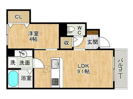 ラヴィベール(1LDK/1階)の間取り写真