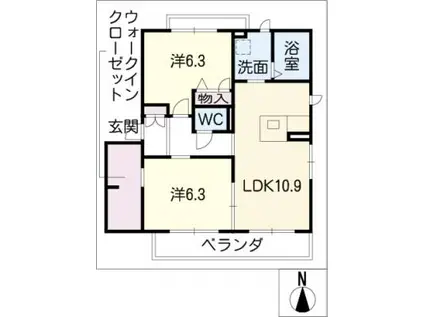 アルカンシエル イースト(2LDK/3階)の間取り写真