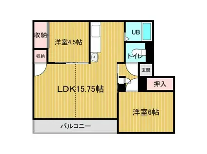 ヴィラナリー釧路III 1号棟(2LDK/2階)の間取り写真
