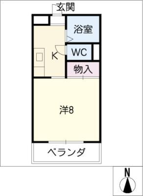 ヒロタハイツ(1K/1階)の間取り写真