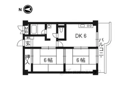 パールハイツイナリ(2DK/2階)の間取り写真