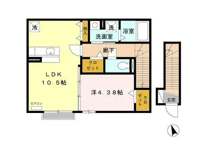 アバンティII(1LDK/2階)の間取り写真