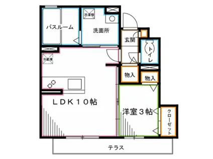 アバンティI(1LDK/2階)の間取り写真