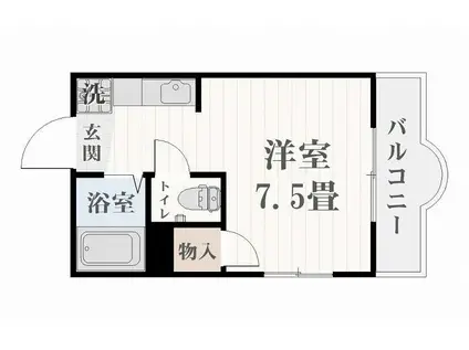 パステルイン下荒田(ワンルーム/4階)の間取り写真