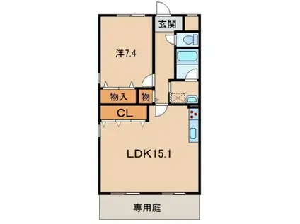 ニューライスマンション(1LDK/1階)の間取り写真