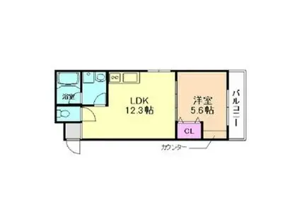 駅前つばきハイツ(1LDK/2階)の間取り写真