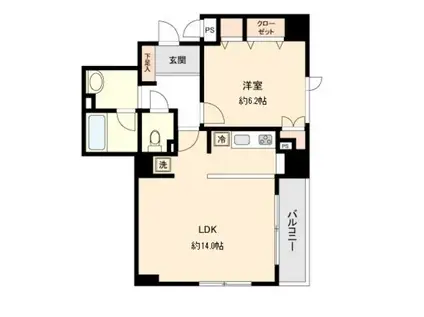 KDXレジデンス一番町(1LDK/7階)の間取り写真