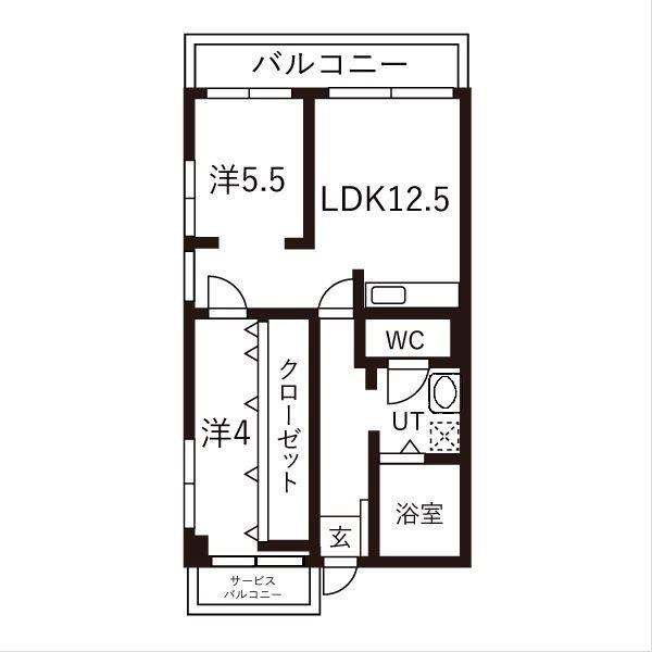 西公園マンション(2LDK/6階)の間取り写真