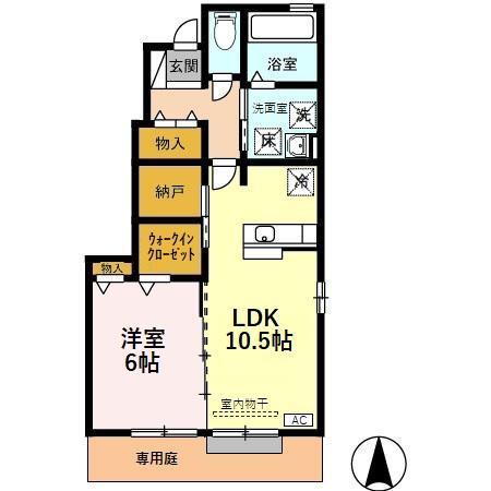 ブランズコート(1LDK/1階)の間取り写真