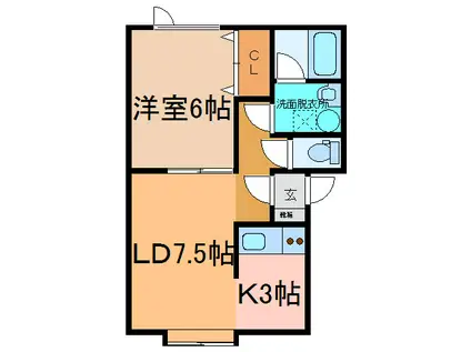 OAKVII(1LDK/2階)の間取り写真
