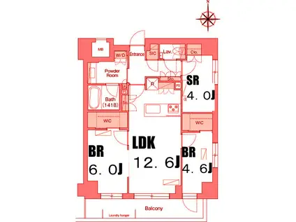 ヴェール・クレール武蔵小杉(2SLDK/3階)の間取り写真