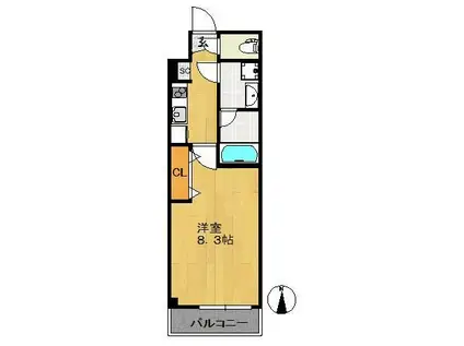 コントレイル(1K/3階)の間取り写真