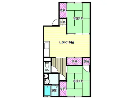 シャトードイワネG号館(2LDK/2階)の間取り写真