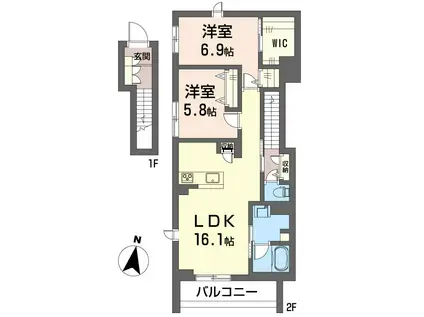 さくらハウス(2LDK/2階)の間取り写真