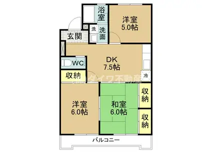 マンション加藤(3DK/3階)の間取り写真