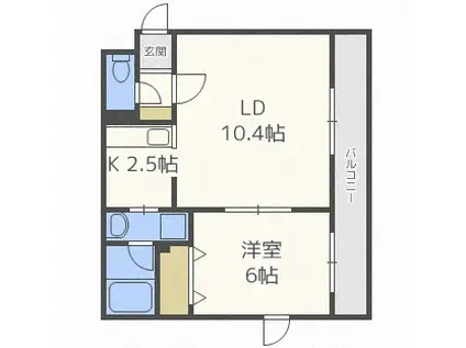 アバンセ二十四軒(1LDK/1階)の間取り写真