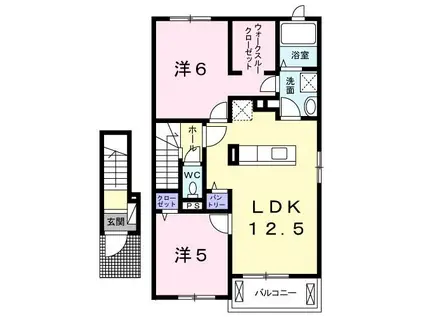 ブロッサムII(2LDK/2階)の間取り写真