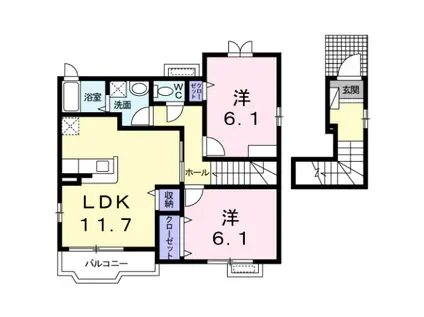 アルモニーハウスB(2LDK/2階)の間取り写真