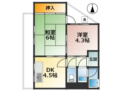 旭マンション(2DK/2階)の間取り写真