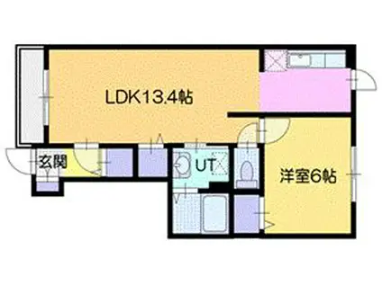 ステラI(1LDK/1階)の間取り写真