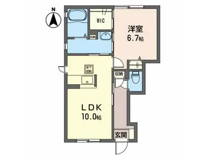 クレセオIII(1LDK/1階)の間取り写真
