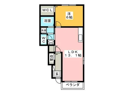 パルテール A(1LDK/1階)の間取り写真