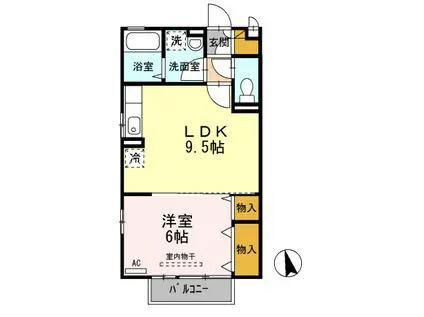 PREMIER(1LDK/2階)の間取り写真