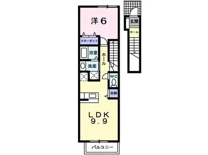 ハウス遠賀野(1LDK/2階)の間取り写真