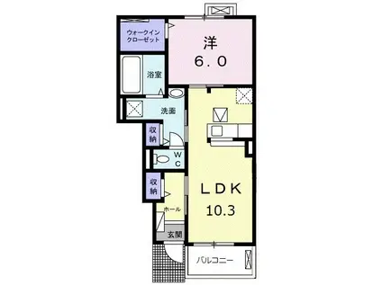 アクティーボ B(1LDK/1階)の間取り写真