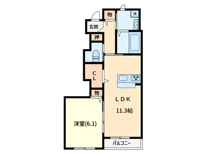 FRANGIA(1LDK/1階)の間取り写真