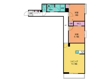 LIEN栄町(2LDK/3階)の間取り写真