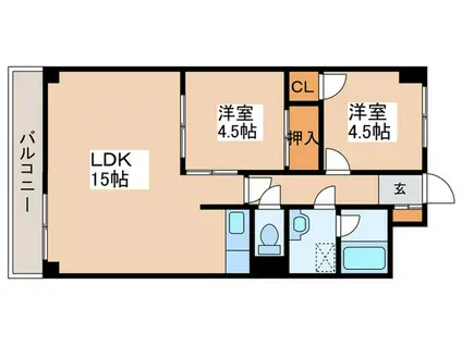 メゾン実のり(2LDK/5階)の間取り写真