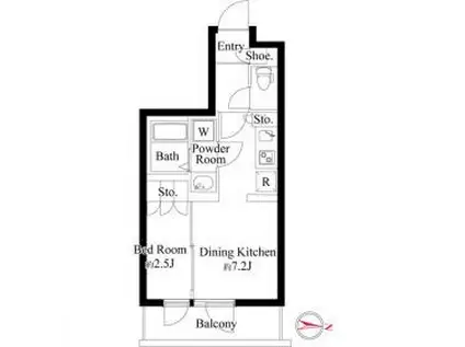 コンポジット戸越公園(1DK/3階)の間取り写真