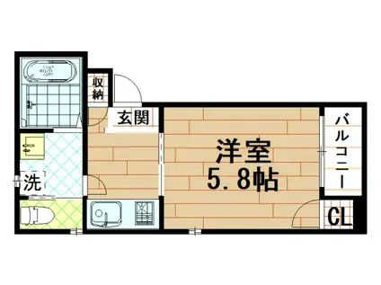 コモダ・カーサ長瀬(1K/1階)の間取り写真