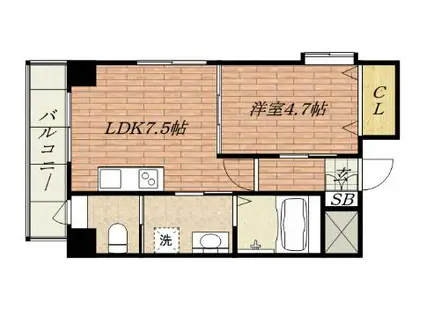 ALBERT PERK アルバート パーク(1DK/3階)の間取り写真